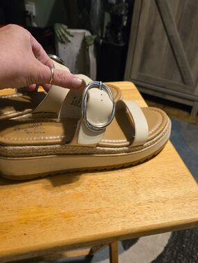 Seychelles Cream Platform Sandal with Silver Buckle